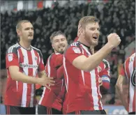  ?? PICTURE: SIMON BELLIS/SPORTIMAGE ?? ON TARGET: Jack O’Connell celebrates putting the Blades ahead against Millwall at Bramall Lane.