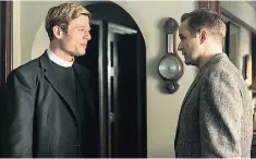  ??  ?? Man of cloth: James Norton with Oliver Dimsdale in ‘Grantchest­er’