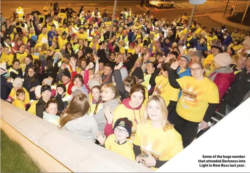  ??  ?? Some of the huge number that attended Darkness into Light in New Ross last year.