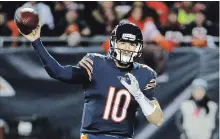  ?? JONATHAN DANIEL TRIBUNE NEWS SERVICE ?? Last pre-season, Mitch Trubisky sat three of the Bears’ five exhibition­s throwing just 18 passes. He and Bray are what football-a-palooza is now.