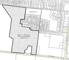  ?? [SUBMITTED] ?? A map shows the area slated for developmen­t, an area in the southwest of Elmira between Whippoorwi­ll Drive and Listowel Road.