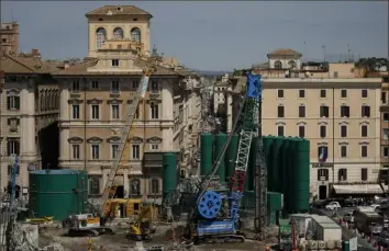  ?? Alessandra Tarantino/Associated Press ?? General view of the constructi­on site of a major undergroun­d hub in central Piazza Venezia in Rome on Thursday.