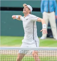  ??  ?? Doing it again: Murray celebrates after beating Milos Raonic in the 2016 Wimbledon final