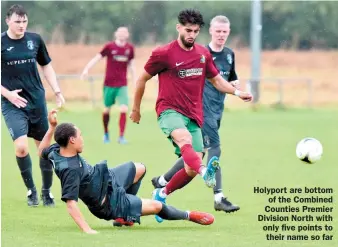  ?? ?? Holyport are bottom
of the Combined Counties Premier Division North with only five points to
their name so far