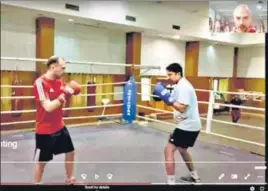  ?? BFI ?? ■
India’s Swedish boxing expert Santiago Nieva’s (left) online classes are a hit with local coaches who pass on the knowledge to their trainees at the grassroots.