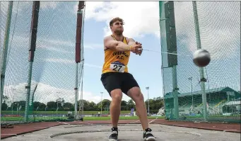  ??  ?? Adam King of Iveragh AC, competing in the Mens Hammer during the Irish Life Health National Senior Track & Field Championsh­ips