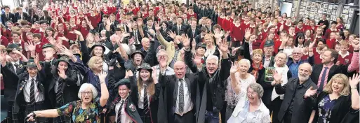  ?? PHOTO: GREGOR RICHARDSON ?? Celebratin­g 60 years . . . Staff, pupils, and former pupils gather for a special assembly to commemorat­e 60 years of Kaikorai Valley College.