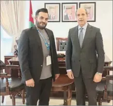  ?? ?? Ambassador of the Kingdom of Jordan to Qatar HE Zaid Mufleh Al Lozi (right) with Qatar Tribune reporter Khalid Tawalbeh.
