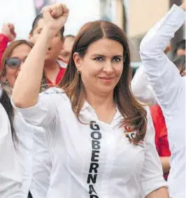  ?? CORTESÍA TW @CAROVIGGIA­NO ?? Carolina Viggiano,
de la coalición Va por Hidalgo