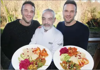  ??  ?? David and Stephen Flynn of The Happy Pear with Druids Glen Executive Chef Anthony Duggan.