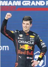  ?? ?? Max Verstappen after winning the F1 Miami GP, Miami, Florida, U.S., May 8, 2022.