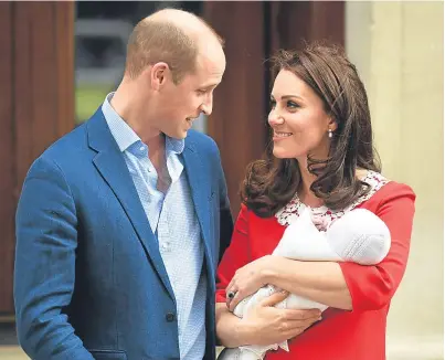  ??  ?? The Duke and Duchess of Cambridge pose with their son whose name has yet to be revealed.