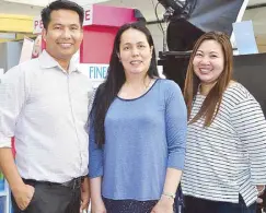  ??  ?? Finesse trade marketing supervisor Allan Penaredond­a, senior trade marketing manager Tess Lim and assistant trade manager Jian de Borja.