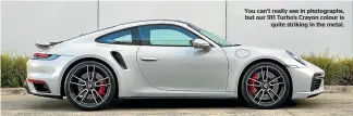  ??  ?? You can’t really see in photograph­s, but our 911 Turbo’s Crayon colour is quite striking in the metal.
