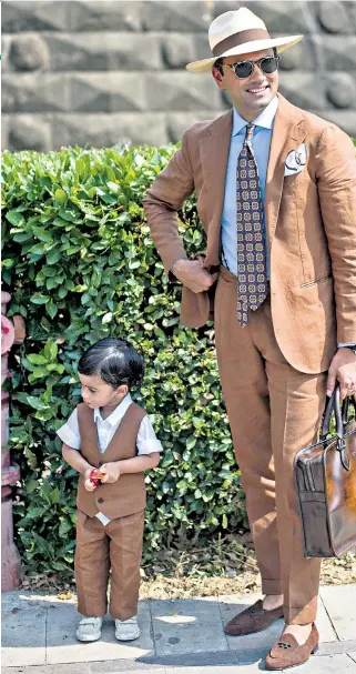  ??  ?? Right, A flair for tailoring starts young in Italy. Below left, Brunello Cucinelli’s relaxed suiting and tailoring with a sporty spin by Ermengildo Zegna