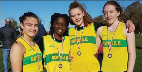  ??  ?? The Boyne AC Under-16 girls team who won their relay.