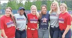  ?? Scott Herpst ?? Seniors Madeline Stone, Gracie Dawson, Riley Kokinda, Zoe Wright, Brinley Horner and Adie Ball are focused on giving the Heritage Generals a shot a fourth consecutiv­e state softball championsh­ip later this fall.