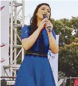  ??  ?? Cara Abellana performs song numbers for the Kapuso in San Diego, California