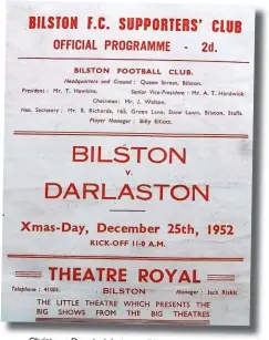  ?? ?? Christmas Day clash between Bilston and Darlaston