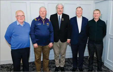  ??  ?? Peter Rice (Wexford), Denis Nolan (Wexford), Dominic Leech (Wicklow), Tom Sherlock (Wicklow), Billy Stafford (Wexford) at the Leinster LGFA Convention in Newtown last weekend.