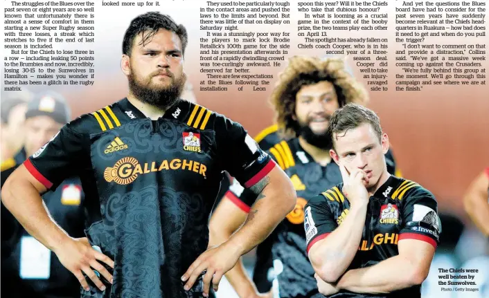  ?? Photo / Getty Images ?? The Chiefs were well beaten by the Sunwolves.