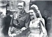  ?? ?? Major Bruce Shand, who served with the 12th Lancers, at his wedding to Rosalind Cubitt, the Queen’s Mother