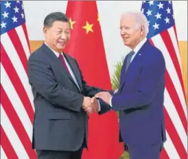  ?? REUTERS ?? US President Joe Biden (right) shakes hands with Chinese President Xi Jinping in Bali.