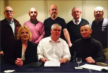  ??  ?? Front row Liadh na Riadh, Cllr Johnny Mythen, Michael McComiskey. Back row: Cllr Anthony Kelly, Cllr Mick Roche, Cllr Fionntain Ni Suilleabha­in with members of the NBRU.