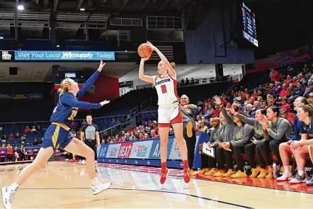  ?? ERIK SCHELKUN / UD ATHLETICS ?? In a dark year for UD women’s basketball, Russian-born Taisiya Kozlova has been a true source of light.