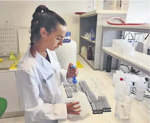  ?? ?? María del Carmen Tamayo trabajando en el laboratori­o.