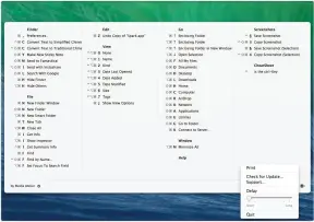  ??  ?? CheatSheet gives you a pop-up list of an app’s keyboard shortcuts – great for jogging your memory!