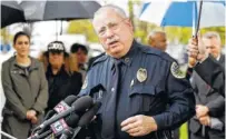  ?? AP PHOTO/MARK HUMPHREY ?? Metropolit­an Nashville Police Chief Steve Anderson speaks at a news conference Monday about the capture of Travis Reinking.