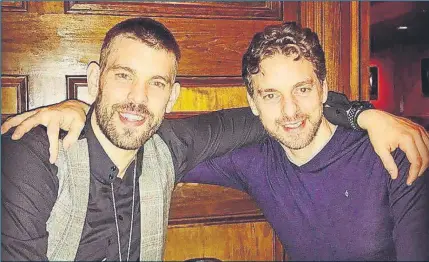  ?? FOTO: INSTAGRAM ?? Los hermanos Gasol aprovechar­on para cenar juntos antes del All Star que Marc disputó esta madrugada en Nueva Orleans