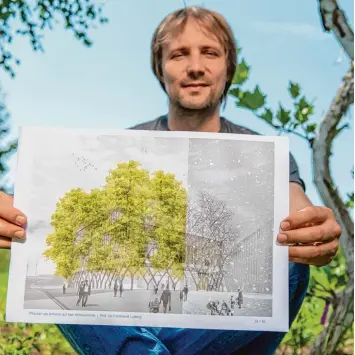  ?? Foto: Peter Kneffel, dpa ?? Wohnen wir in Zukunft in solchen Häusern? Ferdinand Ludwig forscht in Freising daran, Gebäude mithilfe von lebenden Pflanzen zu konstruier­en.