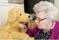  ?? Reuters ?? Katrina Brooke interacts with ‘Biscuit’ the robotic dog at a care home in Bournemout­h, Britain. —