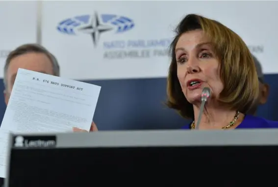  ??  ?? The US speaker at a Nato parliament­ary assembly yesterday (AFP/Getty)