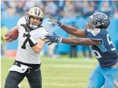  ?? MARK ZALESKI THE ASSOCIATED PRESS ?? Saints quarterbac­k Taysom Hill figures to see more action now that he’s recovered from a foot problem.