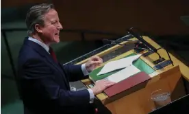  ?? Photograph: Mike Segar/Reuters ?? The British foreign secretary, David Cameron, addresses the United Nations general assembly in New York on Friday.