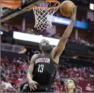  ?? AP/GEORGE BRIDGES ?? James Harden (above), Chris Paul and Mike D’Antoni look to put their past postseason failures behind them as the Houston Rockets prepare to bring their franchise-record 64 victories and top seed into the Western Conference playoffs.