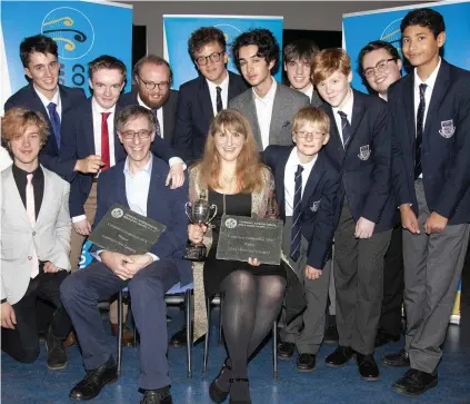  ??  ?? Winning composers Ian Assersohn and Kari Cruver Medina with singers from Truro School Barbershop Boys and Truro Cathedral choral scholars. Czech Boys Choir rehearse at St Michael’s Mount (top left) and Mannerstim­men Basel from Switzerlan­d outside Truro Cathedral (top right) as part of previous Cornwall Internatio­nal Male Choral Festival events. Pictures: Phil Monckton