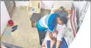  ?? ANI ?? CCTV footage shows Jain getting a massage inside Tihar Jail.