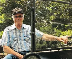  ??  ?? Ken Glanville at the wheel of his unrestored 1918 Chevrolet Model T one-ton truck.