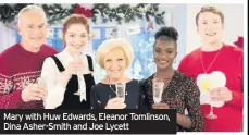  ??  ?? Mary with Huw Edwards, Eleanor Tomlinson, Dina Asher-Smith and Joe Lycett