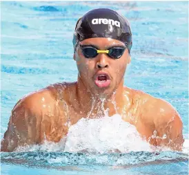  ??  ?? SWEET SECOND. Davao City’s Fritz Jun Rodriguez breaks away to rule the men’s 100-meter breastroke event enroute to clinching his second gold medal yesterday morning in the BIMPNT-Eaga Friendship Games at the Hassanal Bolkiah National Sports Complex in Bandar Seri Begawan, Brunei.