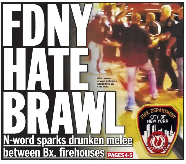  ??  ?? Video captures scrum of firefighte­rs outside Billy’s Bar in the Bronx.