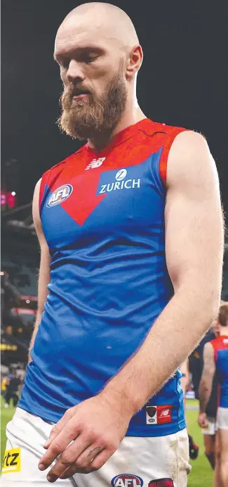  ?? Photo: Michael Klein ?? Melbourne’s Max Gawn will miss weeks with an ankle injury.