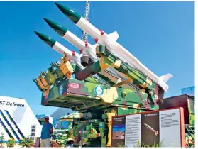  ??  ?? N. SAMPATH Combat vehicle equipped with Akash missiles have been stationed at DefExpo 2018 at Thiruvidan­thai near Chennai on Wednesday. —