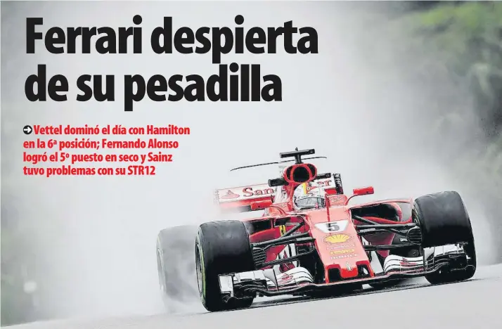  ?? FOTO: GETTY ?? Sebastian Vettel fue el piloto más rápido de la jornada y espera culminar hoyel buen trabajo realizado ayer en Malasia para lograr la pole y devolver a Hamilton el fuerte golpe recibido en Singapur, trazado en el que el teutón abandonó