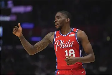  ?? THE ASSOCIATED PRESS FILE ?? 76ers guard Shake Milton gives a thumbs up in the second half against the Los Angeles Clippers on March 1. Milton received the same gesture from head coach Brett Brown when Brown named Milton the team’s starting point guard.