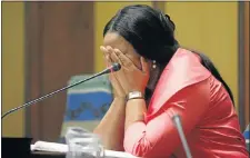  ?? Pictures: FREDLIN ADRIAAN ?? TEARS OF GRIEF: Nelson Mandela Bay council Speaker Maria Hermans breaks down in the council chamber yesterday